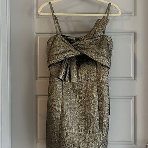 Lulu's Gold Strapless Dress